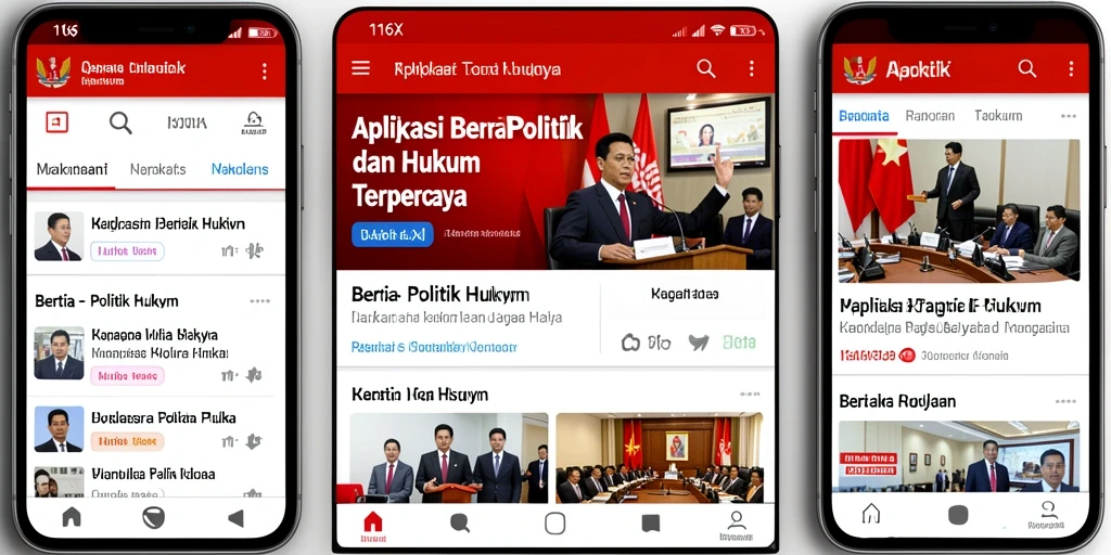 Antarmuka aplikasi 116X menampilkan beragam berita terkini seputar politik dan hukum.