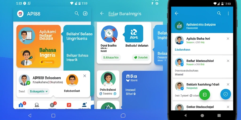 Tampilan antarmuka menarik dan fungsional untuk belajar Bahasa Inggris.