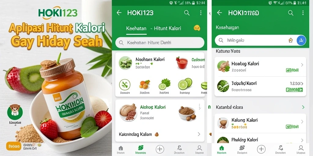 Screenshot utama HOKI123 menampilkan antarmuka aplikasi Hitung Kalori yang user-friendly.
