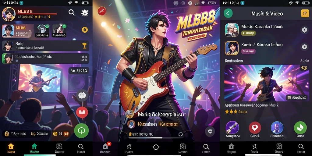 Tampilan antarmuka <strong>MLBB8</strong> dengan fitur karaoke yang menarik.