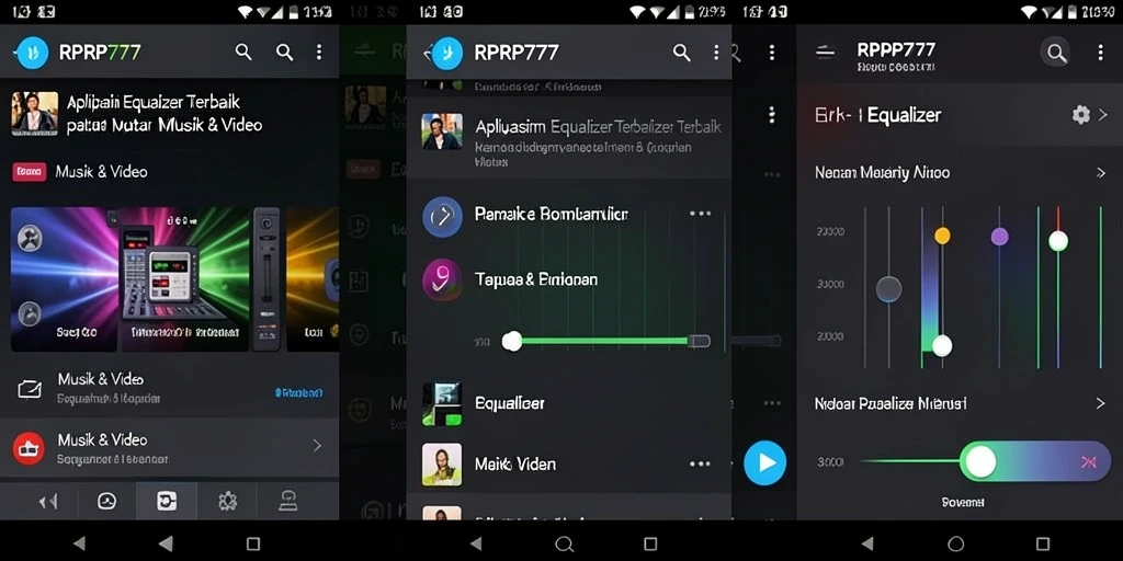 Tampilan antarmuka RPRP777 untuk pengaturan Equalizer.